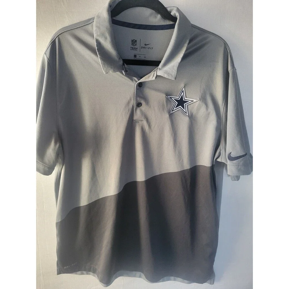 Nike Dri-FIT Dallas Cowboys Polo XL Shirt Gray Black Men’s - Picture 3 of 10